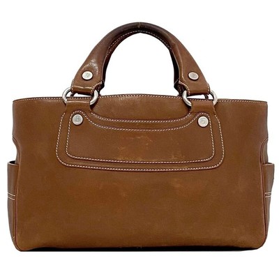CELINE Boogie Bag Brown Vintage Leather Tote Women Fashion Collections