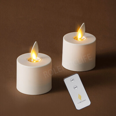 Luminara Flameless Moving Wick Tea Lights Set of 2 with Remote Battery Tealights