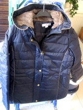 Gabriella Vicenza Navy Lightly Padded Jacket,fur Hooded,brand New 10/12