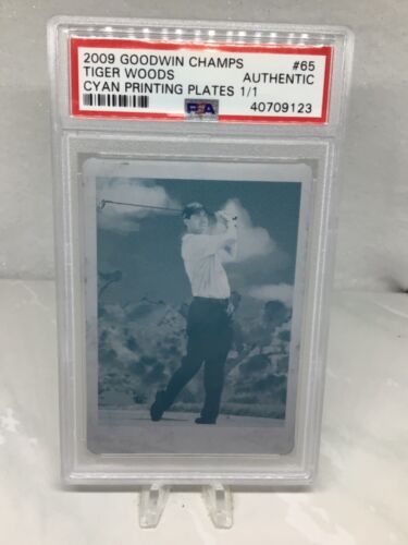 2009 Goodwin Cyan Printing Plate #65 1/1 Tiger Woods PSA Authentic