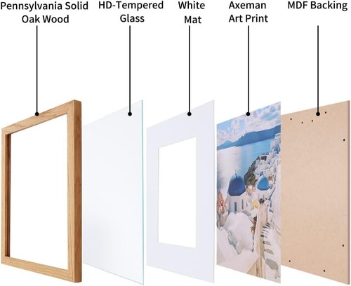 Set of 2 Solid Oak 20x30 Picture Frame with 16x24 Mat - Minimalist Style - Picture 7 of 10
