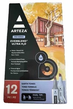 Arteza Pro Series EverBlend Ultra H2O Dual Tip Earth Tones 12 Count Markers New