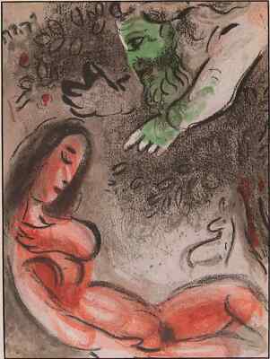 Marc Chagall, Eve Is Damned By God, Color Lithograph