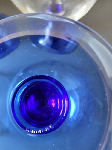 Luminarc Set of 4 Cobalt Blue Ball Stem Crystal Glass Wine Goblet Glasses - Picture 4 of 5