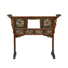 Vintage Old Chinese Floral Carved Wood Screen Dress Hanger s1944