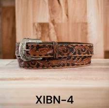 Twisted X Western Two Tone Ranger Floral Tooled Leather Belt Buck Stitch Size 44