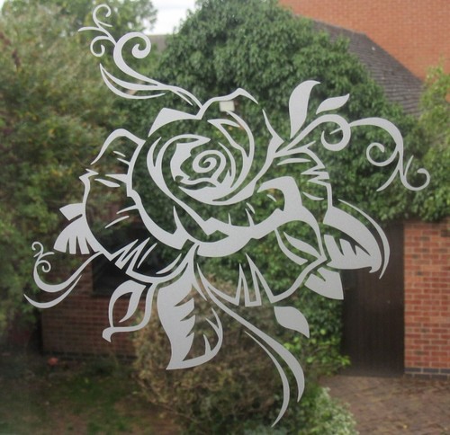 FROSTED / ETCHED GLASS VINYL DECALS, WINDOW STICKERS, VARIOUS FLOWERS, DOORS - Picture 6 of 46
