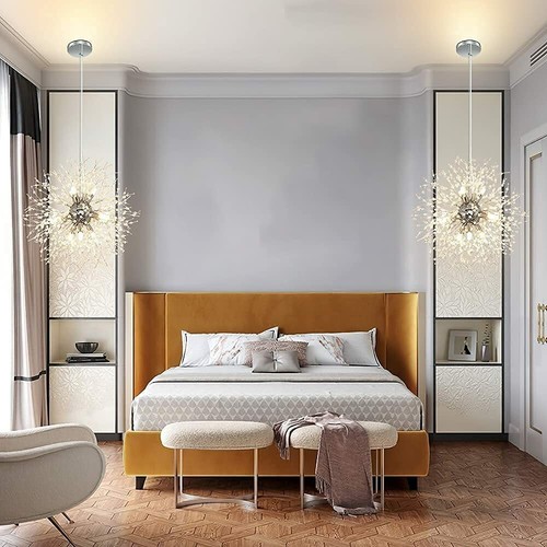 Modern Crystal Chandeliers Firework Semi Flush Mount Ceiling Lights for Bedroom - Picture 8 of 20
