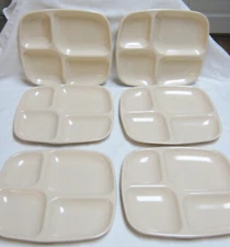 6 PC CARLISLE #N43986 MELAMINE DIVIDED 4 COMPARTMENT STACKING PLATES TRAYS