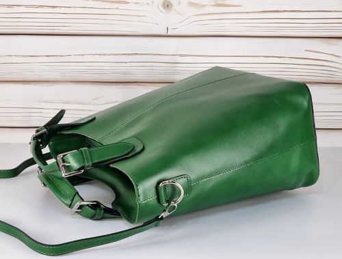 Borsa per la spesa, borsa per il trasporto, elegante borsa in pelle, vera pelle naturale italiana - Foto 6 di 9