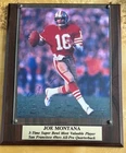 Joe Montana Autographed 8x10 Action Photo and Plaque With COA