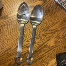 (2) Vollrath 64404 & 64403 Stainless Steel 13”  Spoons Cooking - Very Nice!!