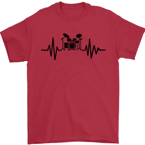 Kit Batería Pulse Ecg Baterista Tocar la Tambor Camiseta Hombre 100% Algodón - Imagen 11 de 28