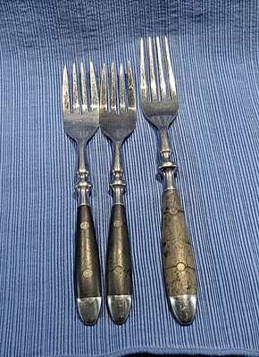Lot of Three (3) Williams-Sonoma Forks - CAFE DEUX BLACK Stainless Flatware
