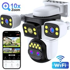 5MP WiFi Camera UHD IPC Outdoor Four Lens 3 Screens PTZ Camera Security Cam CCTV