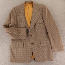 VTG Jacket 40R M Brown Houndstooth Blazer 70s Patch Pockets
