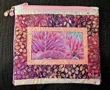Quilted Art Pouch 6x8 Inches Secure Zipper/Fully Lined Handmade OOAK