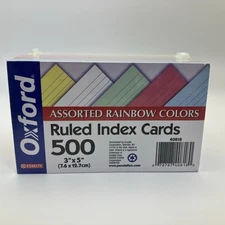Oxford 3” x 5” Ruled Index Cards 40818 Assorted Rainbow 500 NOS Vintage 2002