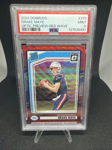 2024 Panini Donruss Rated Rookie Drake Maye Optic Preview Red Wave Prizm (RC)