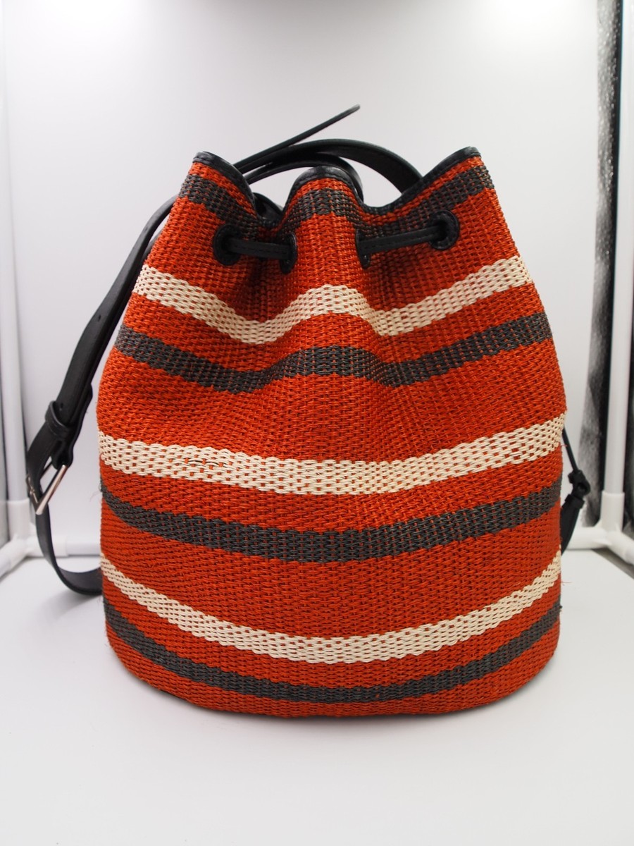 Hunting Season Bag Stripe Woven Bucket Red Black Leather | eBay