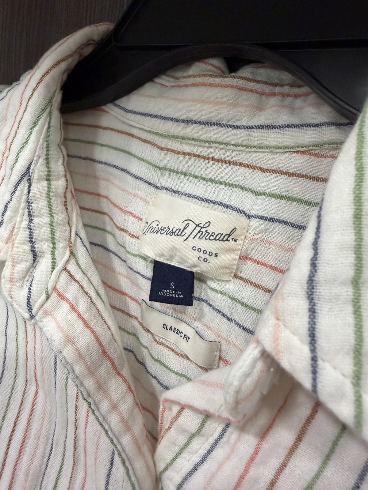 Universal Thread Multicolor Striped Button-Up Shi… - image 4