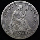 1853 Seated Liberty Silver Quarter 25C with Arrows and Rays VF #V8