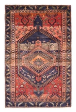 Vintage Oriental Hand-Knotted Carpet 3'11" x 6'1" Traditional Wool Area Rug