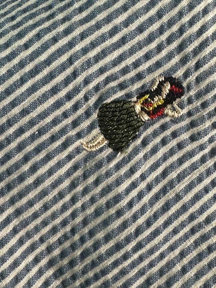 Pantalones Cortos Barry Bricken Para Hombre 38 Azul Blanco Rayas Hula Niña Algodón Bordado Foto 4 de 4