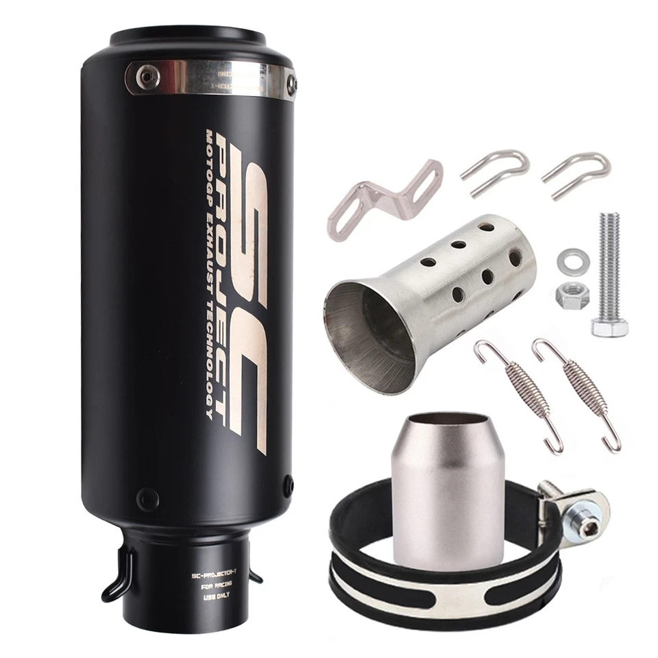 Slip-on 51mm 2 pulgadas Universal Moto Silenciador de Escape Tubo Puntas Traseras Negro Foto 2 de 4