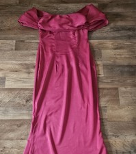 PrettyLittleThing Pink Off Shoulder Bow Gown Sleeveless Long US 2