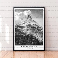 Matterhorn Poster Print Unframed Greyscale Matterhorn Black And White Switzerlan