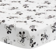 Lambs Ivy Magical Mickey Mouse Cotton Fitted Crib Sheet - White, Disney