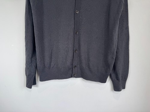 Fred Perry Cardigan Mens Large Grey Knit Merino Wool Cotton Blend Jumper Button - Picture 3 of 10