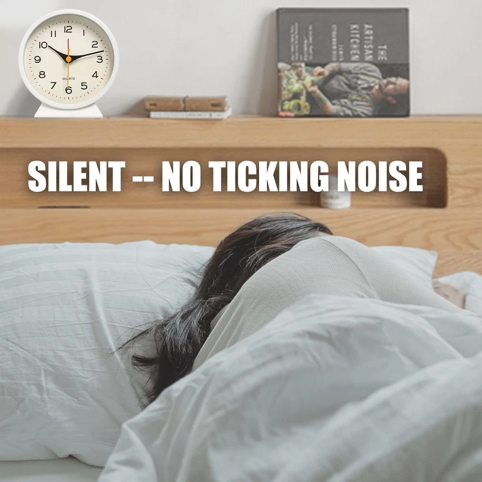 Reloj despertador analógico retro antiguo a pilas de 4,5", cabecera pequeña silenciosa... Foto 3 de 4