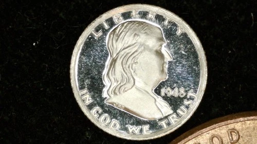 MINIATURE COIN 1948 FRANKLIN HALF DOLLAR PROOF LIKE STERLING SILVER