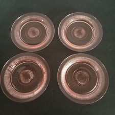 Set Of 4 Coronation 6" Pink Depression Glass Bread Dessert Plates Anchor Hocking