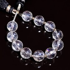 Natural Crystal Quartz Gemstone Round Shape Faceted Beads 8X8 mm Strand 4" E-518
