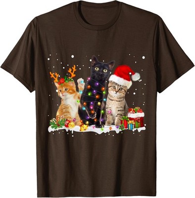Santa Cat Light Gorgeous Reindeer Xmas Cat Lover Unisex T-Shirt