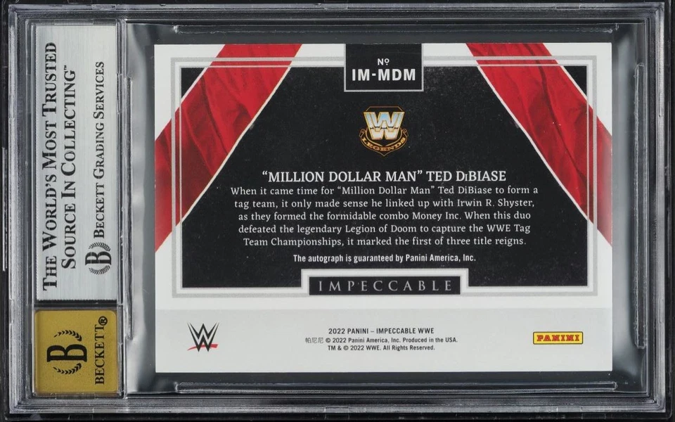 2022 Panini Impeccable WWE Immortal Million Dollar Ted Dibiase AUTO /99 BGS 9 - Image 2 of 2