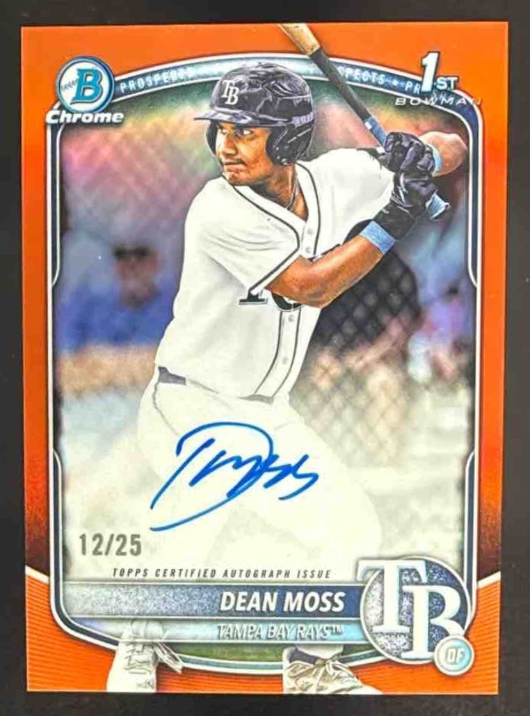 2025 Bowman Draft Dean Moss Chrome Auto 1st Prospect Orange Refractor #12/25