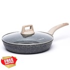 CAROTE 12" Nonstick Frying Pan Skillet Granite Glass Lid