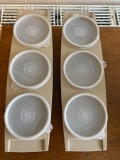 Vintage lata 1970-te Tupperware Beżowy 3 w 1 Przyprawy Caddy Pojemnik z pokrywkami x2