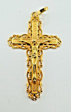 18K Yellow Gold Jesus Crucifix 1 1/2 x 1 Pend...