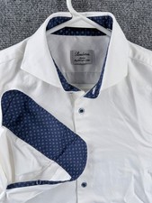 Stenstroms Cotton Slimline Twofold Super 15.75 White Solid Button Up Mens Shirt