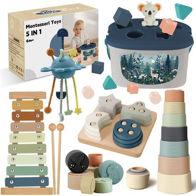 Montessori Toys for 6-12 Months, Baby Toys 6-12-18 Months with Baby Blocks Cu...