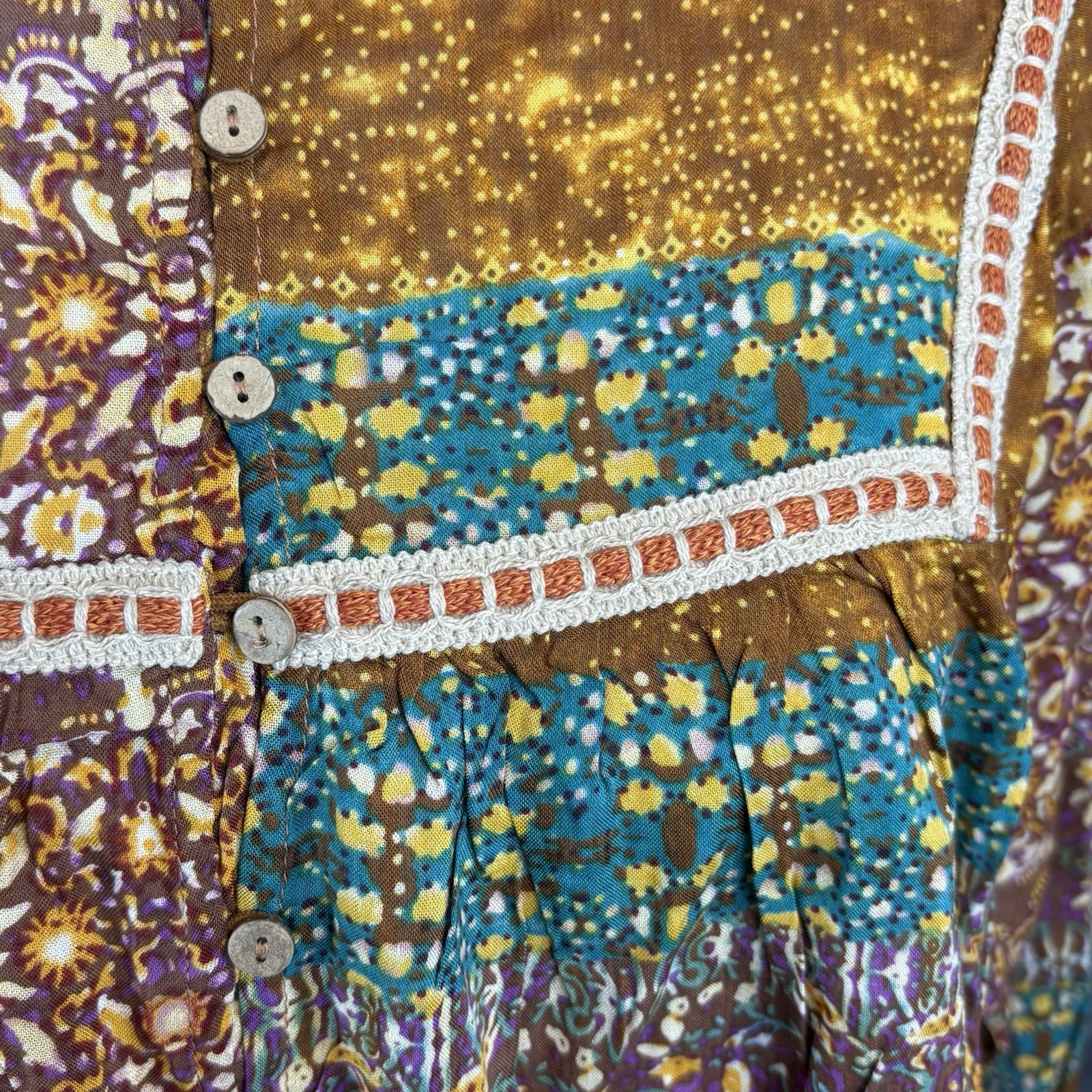 Easel Boho Patchwork Tunic Blouse Womans Size L L… - image 4