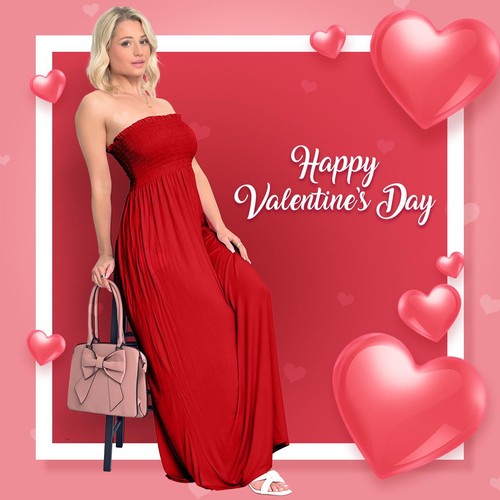 VALENTINES DAY Ladies Dress Elegant Red, Sexy & Cute Date Night One Size UK Fit - Picture 3 of 10