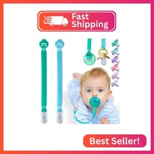 Silicone Pacifier Clip with Adapter Ring for Philips Avent Soothie, 2 Pack One-P