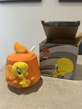 Warner Bros Looney Tunes Tweety Pie Marmalade Jar Jam Honey Bowl Spoon Rare NEW