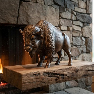 Western-Bison Dekofigur Westenstil Rustikale Büffelstatue Rustikaler Look